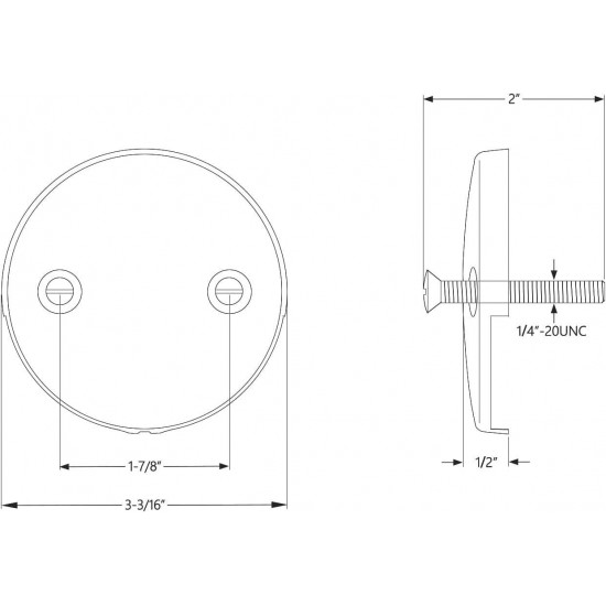 2 Hole Bathtub Overflow Plate, 3-3/16 Inches Diameter, Oil Rubbed Bronze 