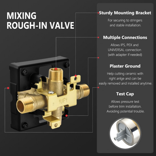 Shower Valve Body for Use with Delta Single or Dual Function Shower Faucet Trim Kits (with Screwdriver Stops) 