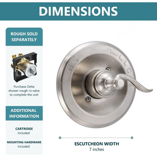 Pressure-Balancing Valve Trim Replacement for D 14 Series, Brushed Nickel