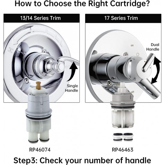 RP46074 Shower Cartridge Replacement for Delta 13/14 Series, Compatible with Delta MultiChoice Rough-in Valve and Single-Hanlde Trim Kit