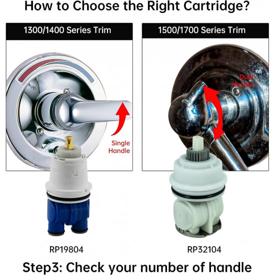 RP19804 Shower Cartridge Replacement for Delta 1300/1400 Series, Compatible with Delta Monitor Rough-in Valve and Single-Hanlde Trim Kit, Include RP22734 Bonnet Nut Replacement