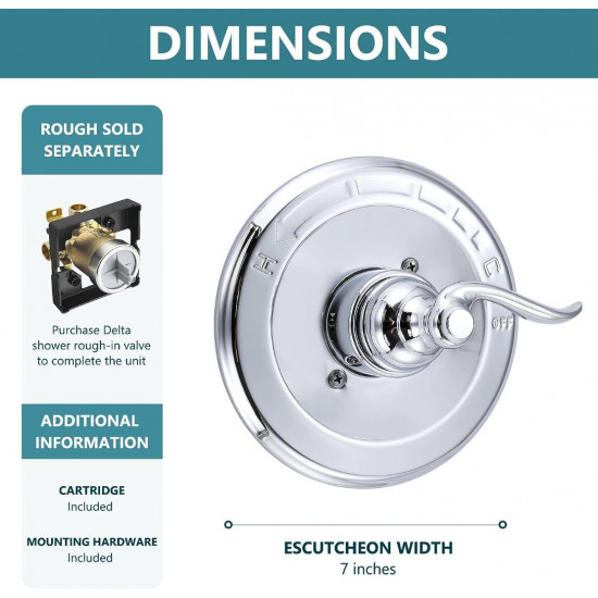Pressure-Balancing Valve Trim Replacement for Delta BT14096 Windemere 14 Series, Chrome