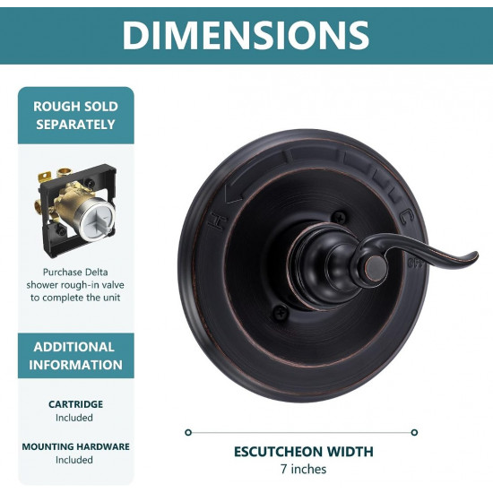 Pressure-Balancing Valve Trim Replacement for D 14 Series, Oil Rubbed Bronze