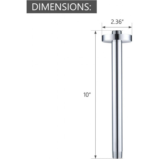 Celling Mounted Extention Stainless Steel High Density Thickened Thread Shower Arm and Shower Arm Flange Replacement for Delta U4999 10-inch, Chrome 