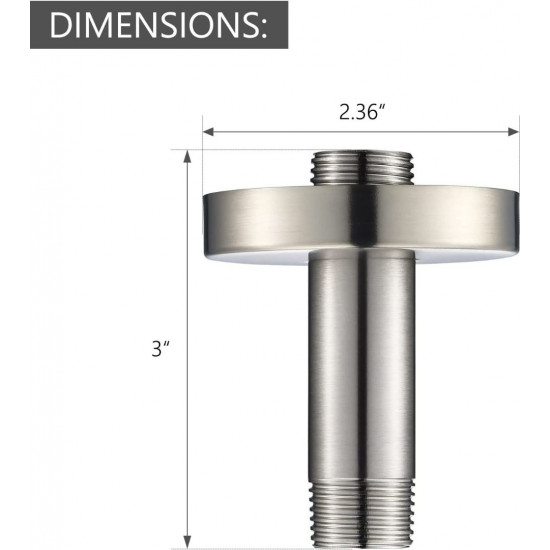 Celling Mounted Extention Shower Arm (Sold with Shower Arm Flange) Replacement for Delta U4996-SS 3-inch, Brilliance Stainless 