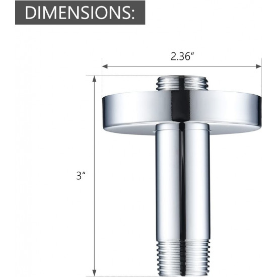 Celling Mounted Extention Shower Arm (Sold with Shower Arm Flange) Replacement for Delta U4996 3-inch, Chrome 