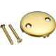 2 Hole Bathtub Overflow Plate, 3-3/16 Inches Diameter, Polished Brass 